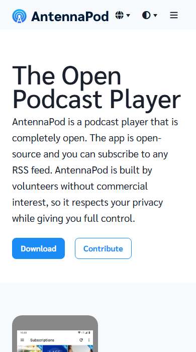 AntennaPod homepage on a phone