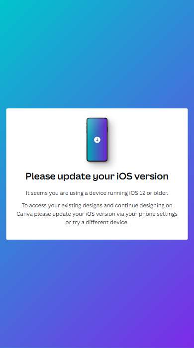 Canva homepage on a phone
