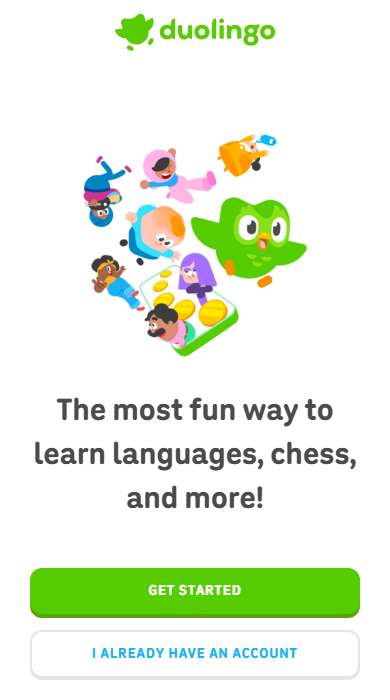 Duolingo homepage on a phone
