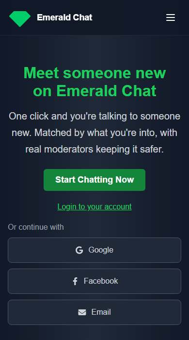 Emerald Chat homepage on a phone