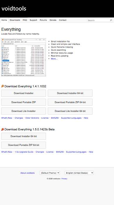 Everything homepage on a phone