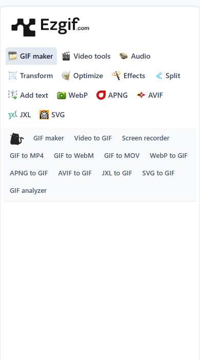 Ezgif homepage on a phone