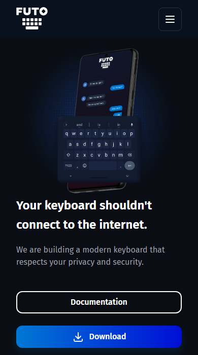 FUTO Keyboard homepage on a phone