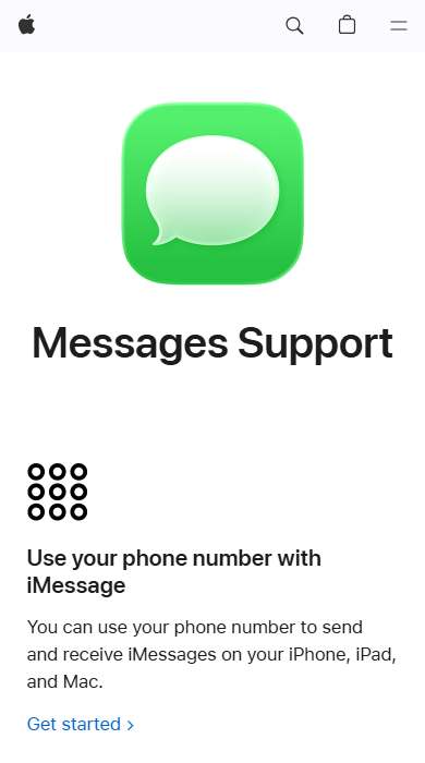 iMessage homepage on a phone