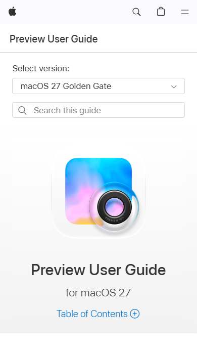 Mac Preview homepage on a phone