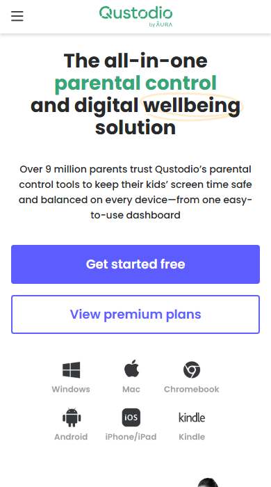 Qustodio homepage on a phone