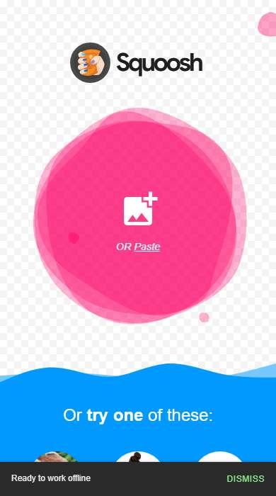Squoosh homepage on a phone
