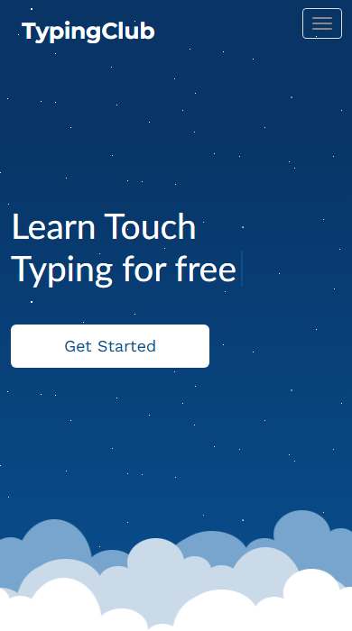 TypingClub homepage on a phone