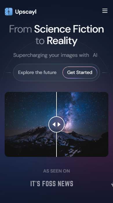 Upscayl homepage on a phone